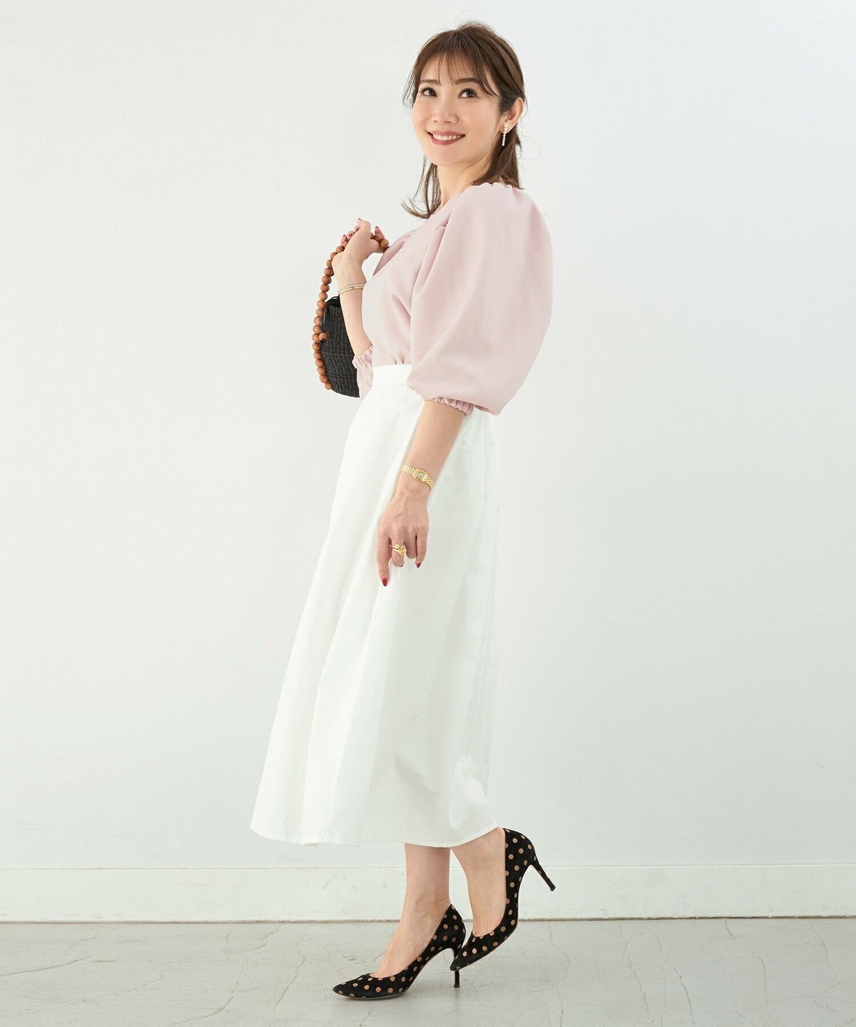 日本製/手洗い可/8分袖/プルオーバー/パフスリーブ/ふんわりシルエット