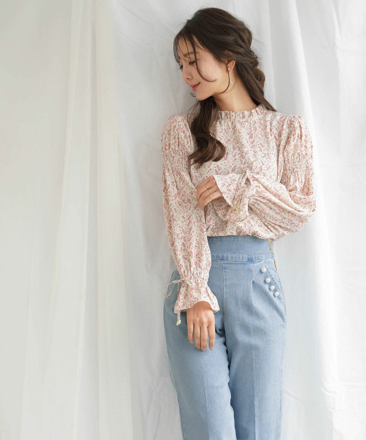 レディース/パンツ/ボトムス/デニム/パールポケット/パール/ハイウエスト/センタープレス/マリンパンツ/春/夏/秋/冬/オールシーズン/ブルー/ネイビー/ブラック/上品/カジュアル/