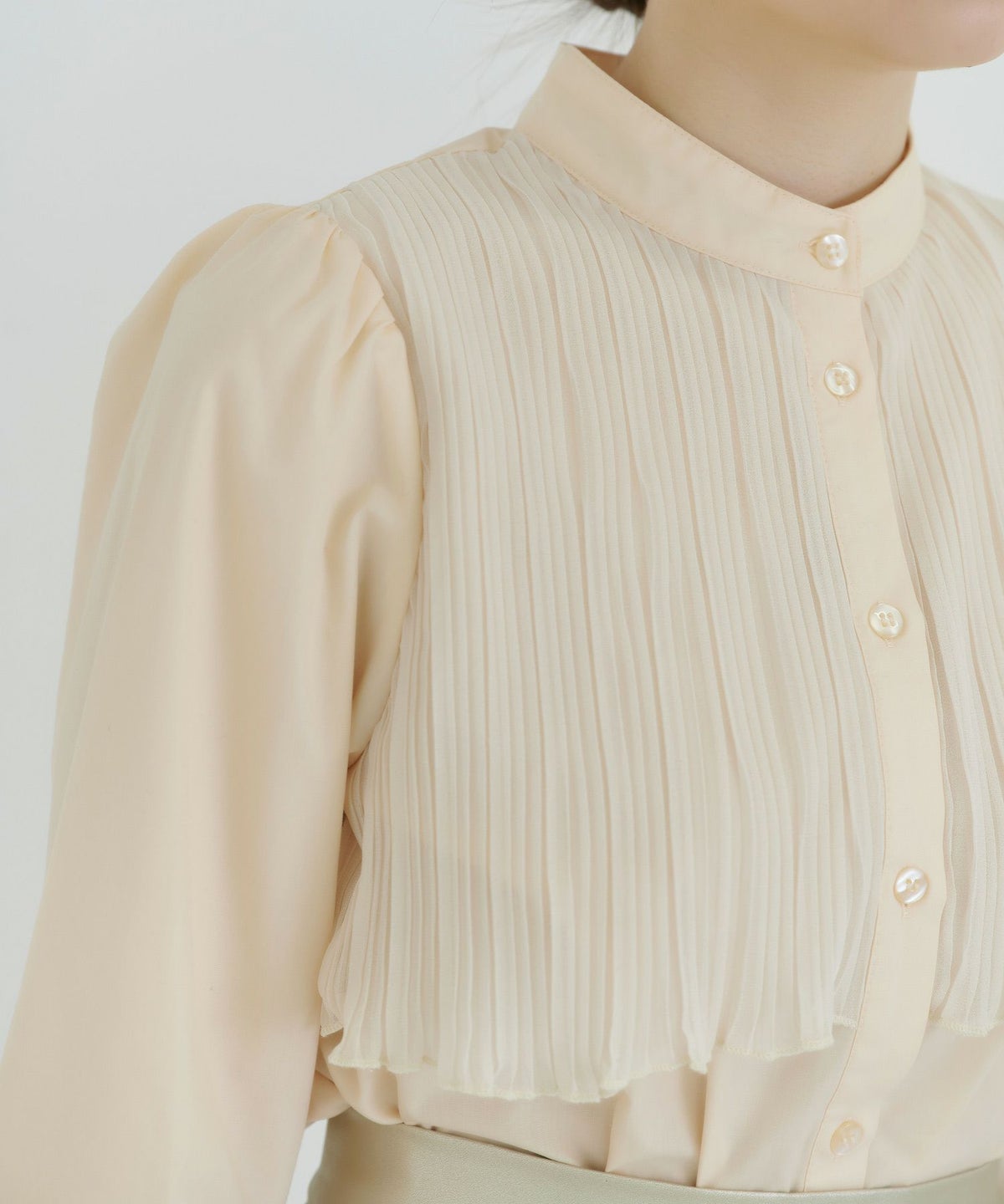 トップス/ブラウス/ライトベージュ/グレー