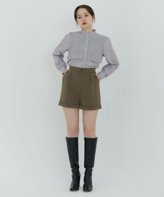 トップス/ブラウス/ライトベージュ/グレー