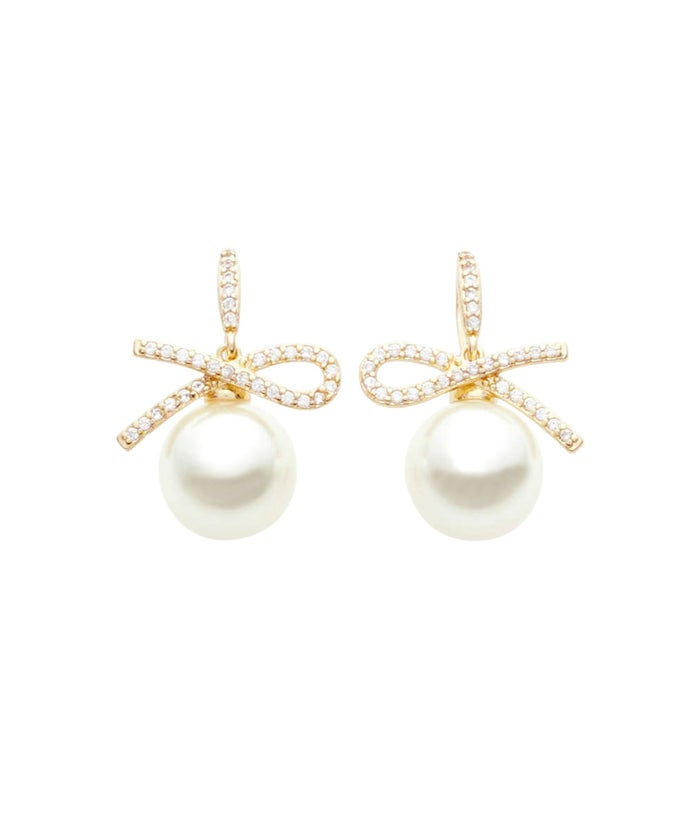 レディース/アクセサリー/イヤリング/ピアス/ゴールド/パール/ラインストーン/シュプール/モチーフ/プレゼント/ギフト/華奢/上品/フェミニン/大人女子/清楚/両耳/パーティ/エレガント/