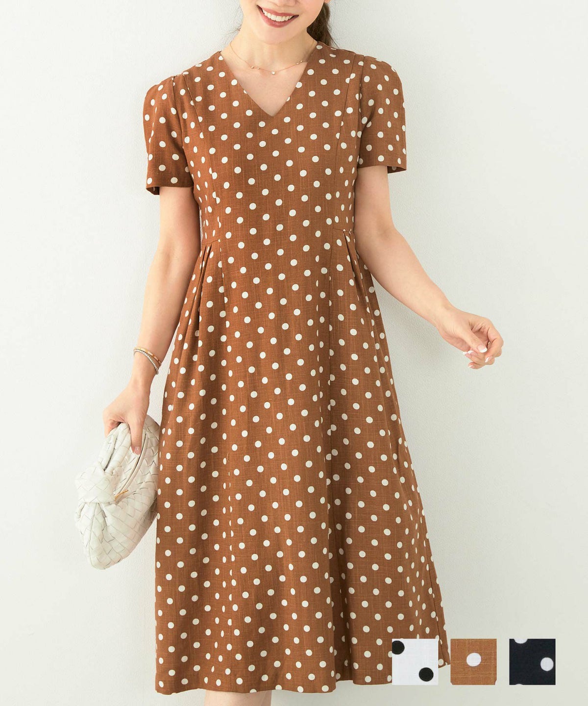 ワンピース ドットプリント リネンレーヨン Liala×PG