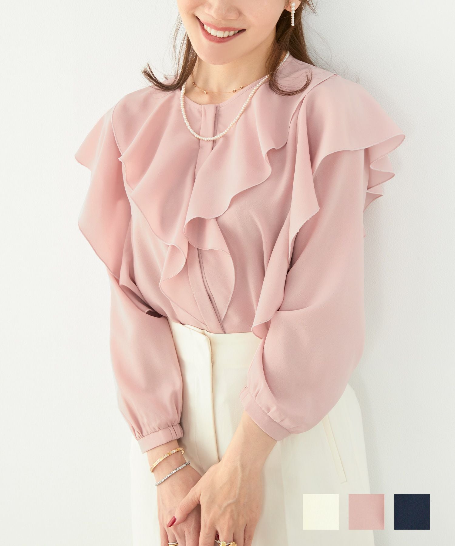liala×pg/ラッフルジョーゼットブラウス ブラウス ラッフル ジョーゼット Liala×PG 全3色｜lpg811-1309【2