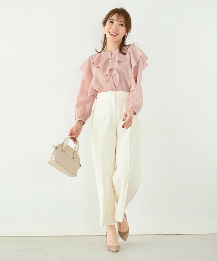 手洗い可/トップス/ラッフルフリル/エレガント/上品/9分袖/春/秋/S/M