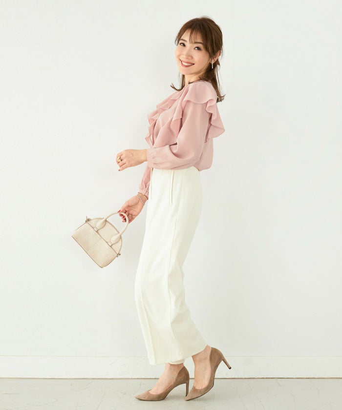 手洗い可/トップス/ラッフルフリル/エレガント/上品/9分袖/春/秋/S/M