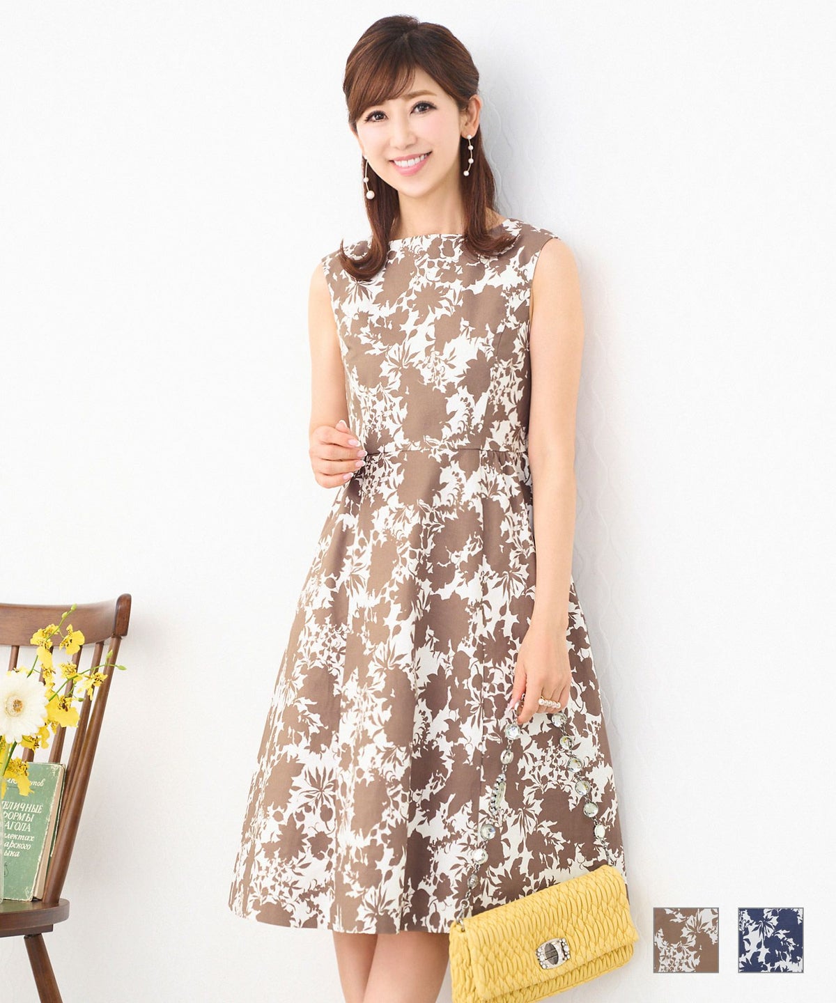 ワンピースモノトーン花柄プリントPrimaScherrer全2色｜psc311-0504【1】