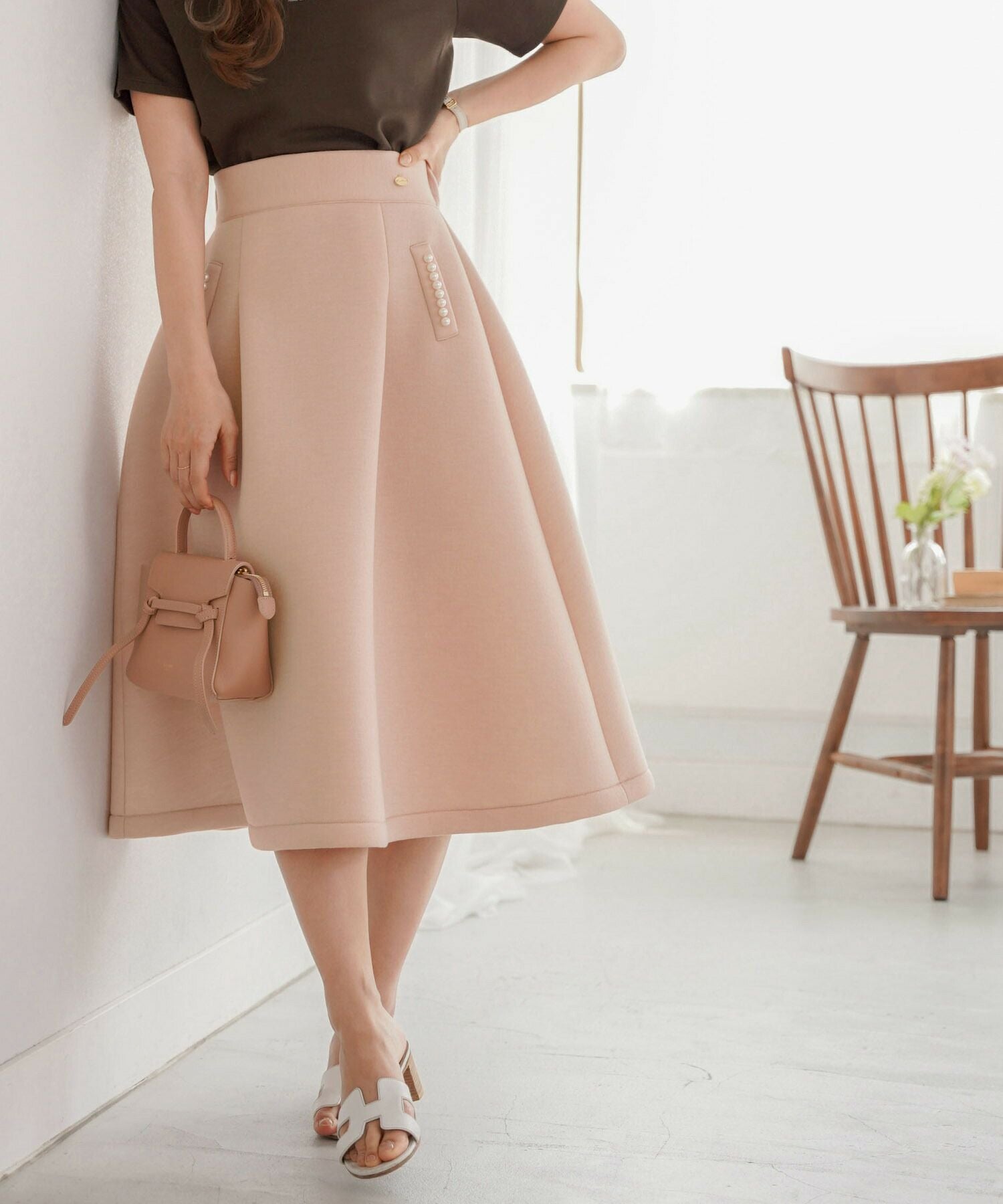 ポケット パール ボンディング フレア スカート le reve vaniller 全4