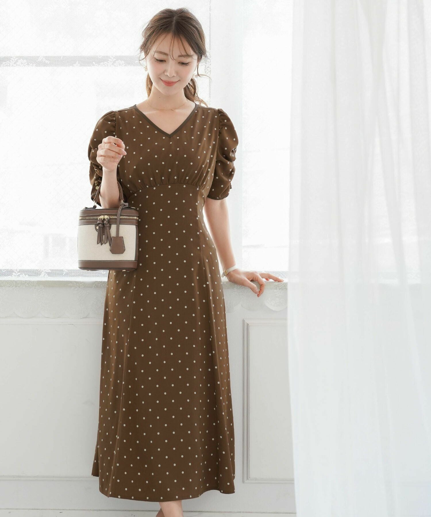 クラシカル ドット バイカラー ワンピース le reve vaniller 全3色