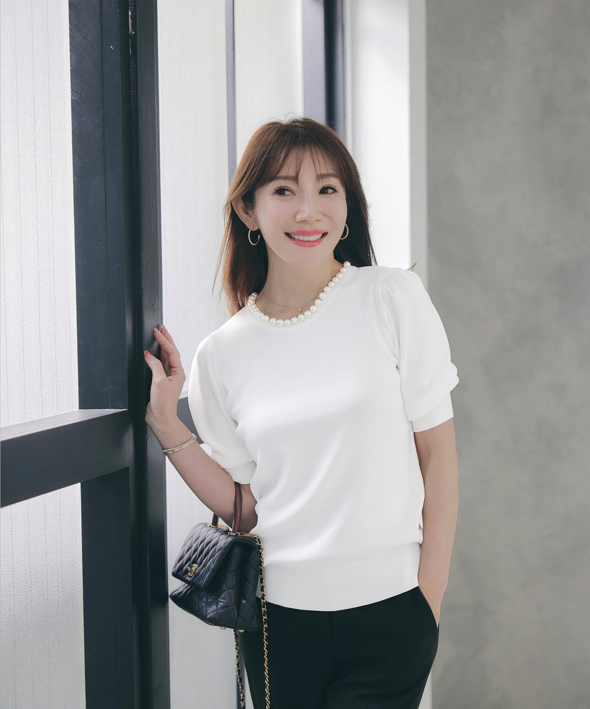 新色追加/手洗い可/セットアップ対応商品/ニットトップスレディース薄手おしゃれオフィスカジュアルかわいい白黒服