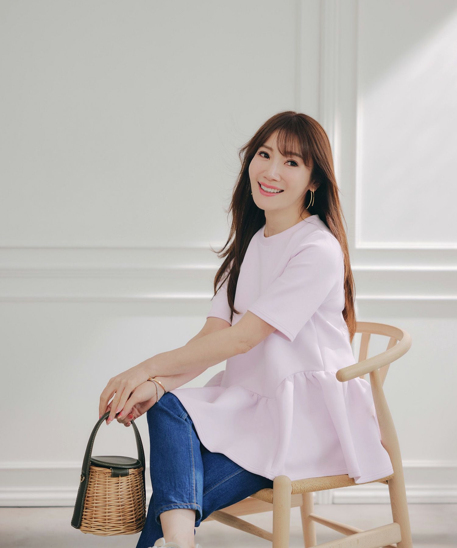 ペプラム ダンボールニット プルオーバー