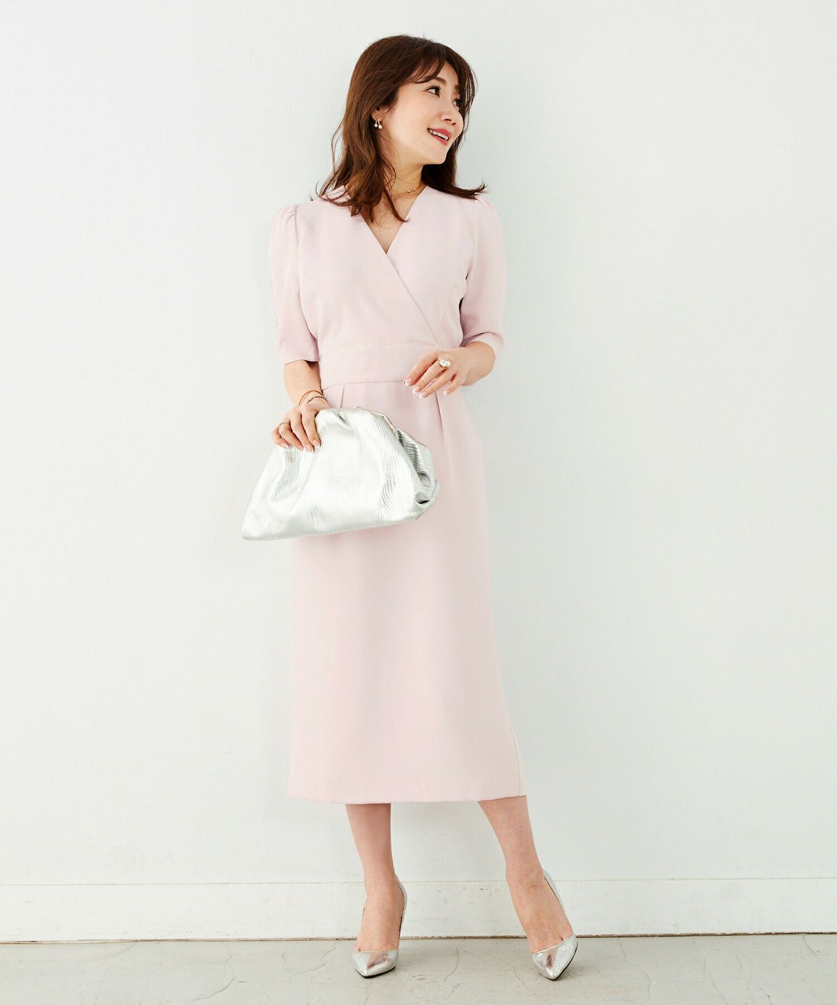 とろみ素材/オケージョン/半袖/美ライン/肩タック