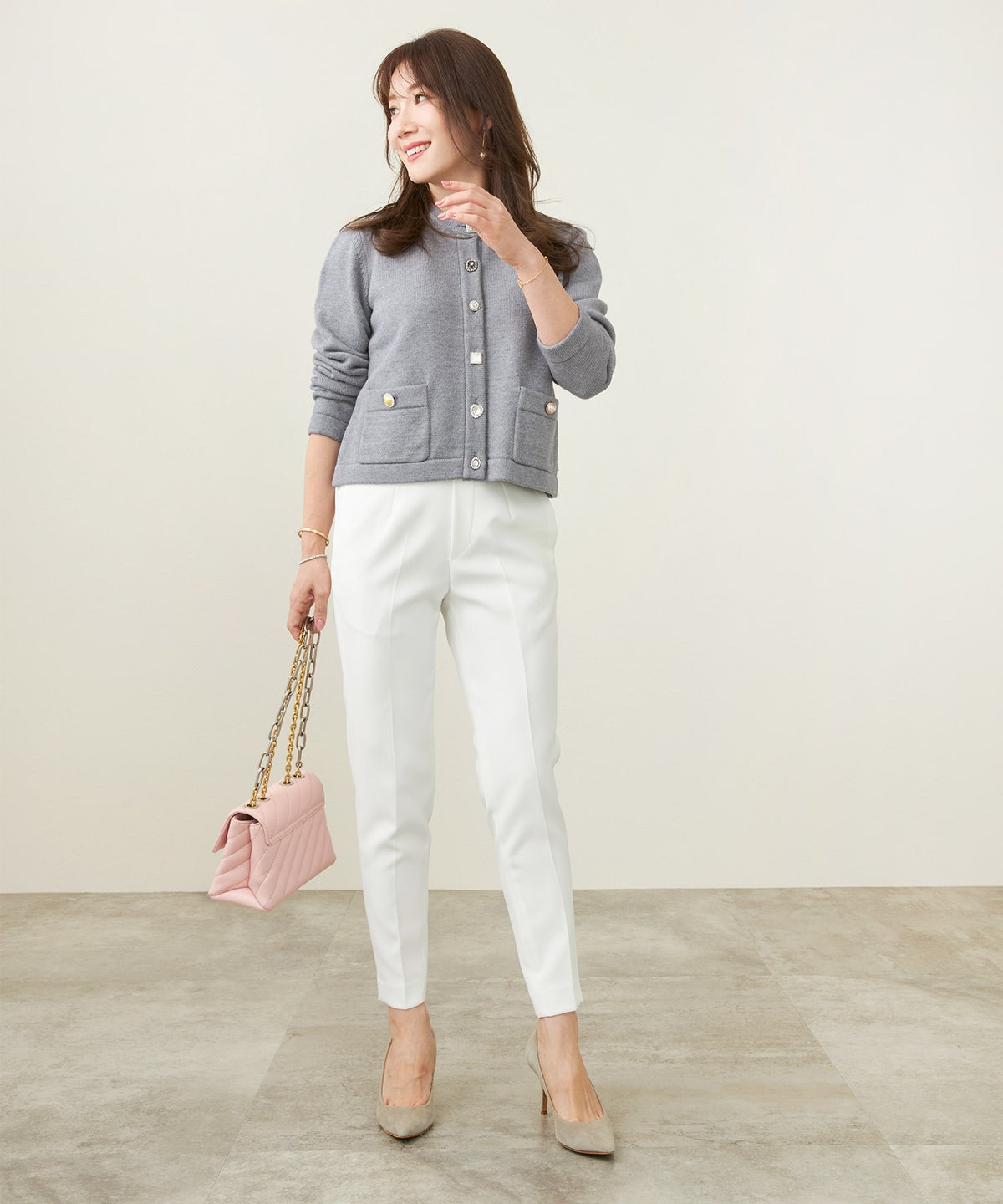 新色追加 Lサイズ レディース かわいい オフィス 大人カジュアル きれいめ 色 春夏 秋 白黒 上品 ジョイントスペース