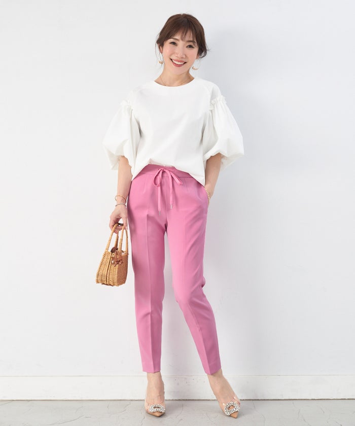 新色追加 Lサイズ レディース かわいい オフィス 大人カジュアル きれいめ 色 春夏 秋 白黒 上品 ジョイントスペース