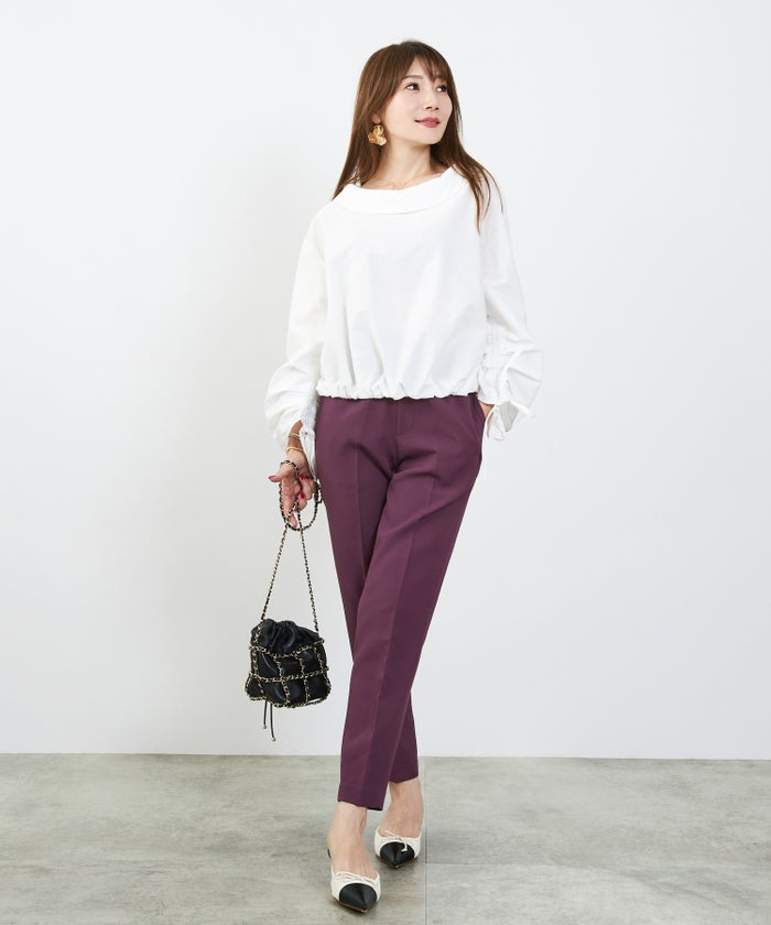 newcolor/ウエストゴム/オフィス/大人カジュアル/カラーパンツ/XS/S/M/テーパード