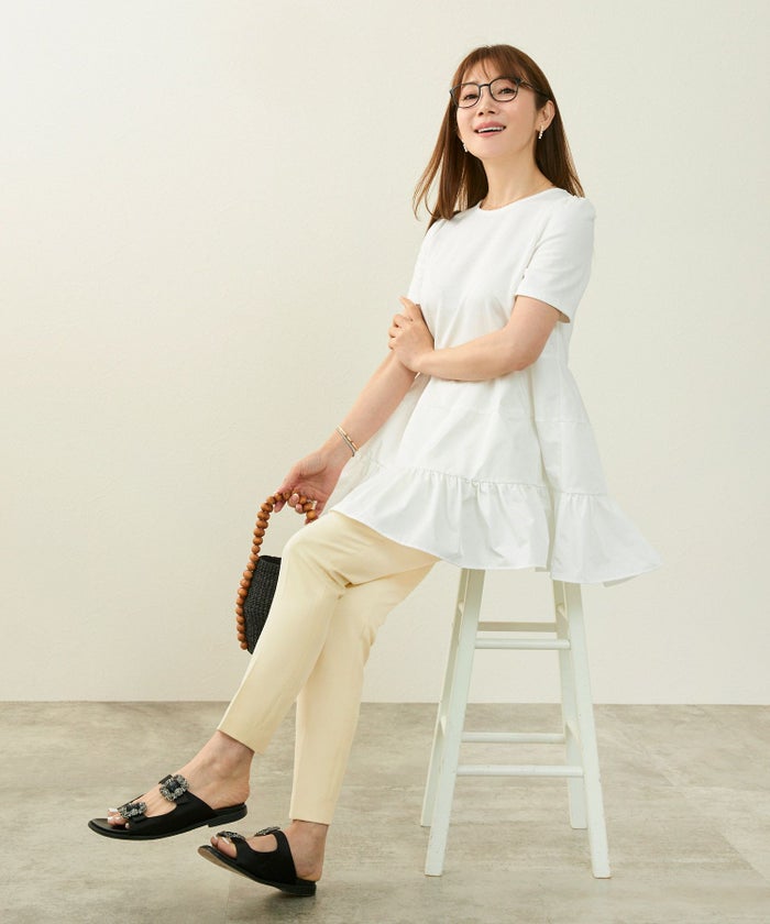 newcolor/ウエストゴム/オフィス/大人カジュアル/カラーパンツ/XS/S/M/テーパード