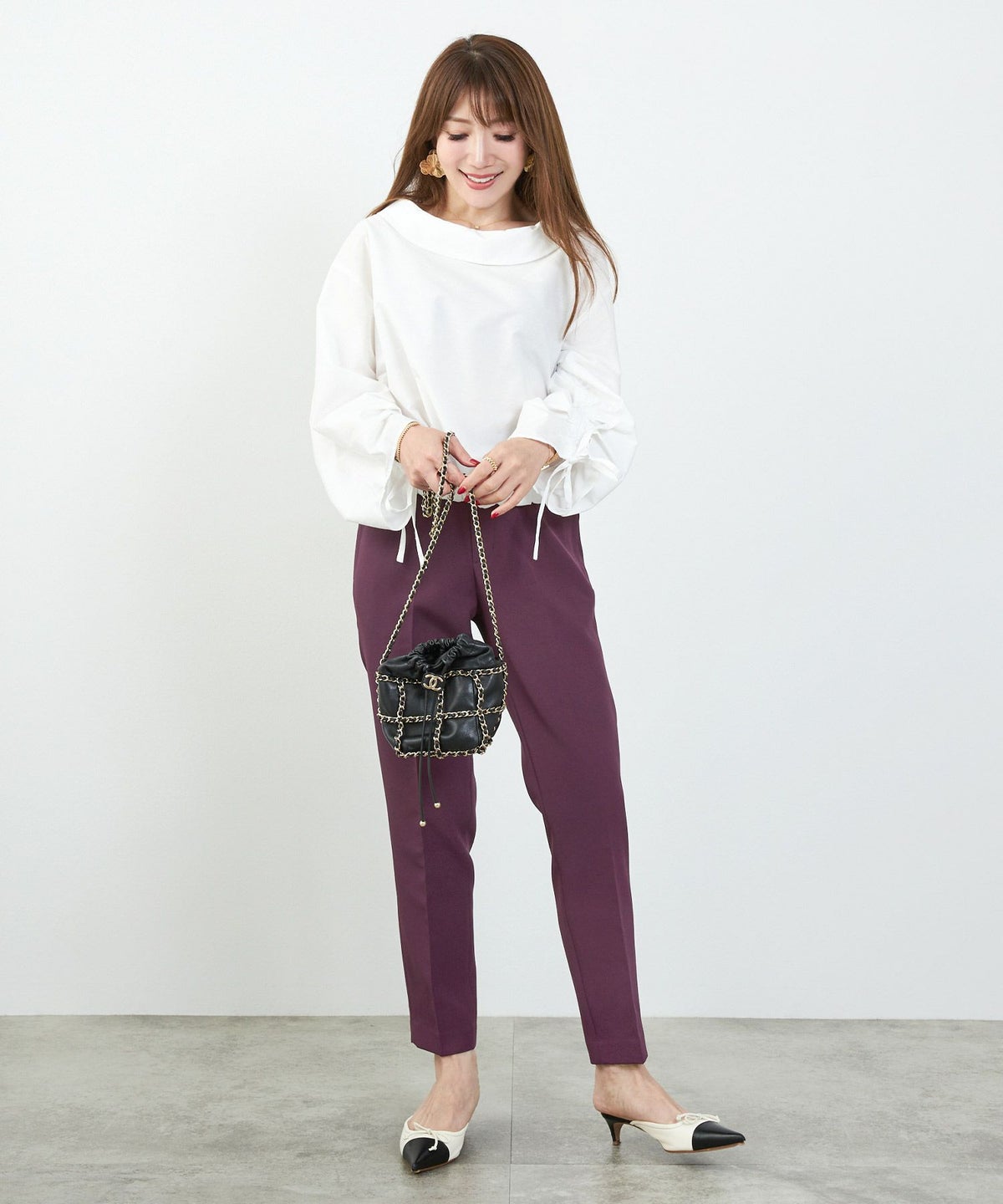 newcolor/ウエストゴム/オフィス/大人カジュアル/カラーパンツ/XS/S/M/テーパード