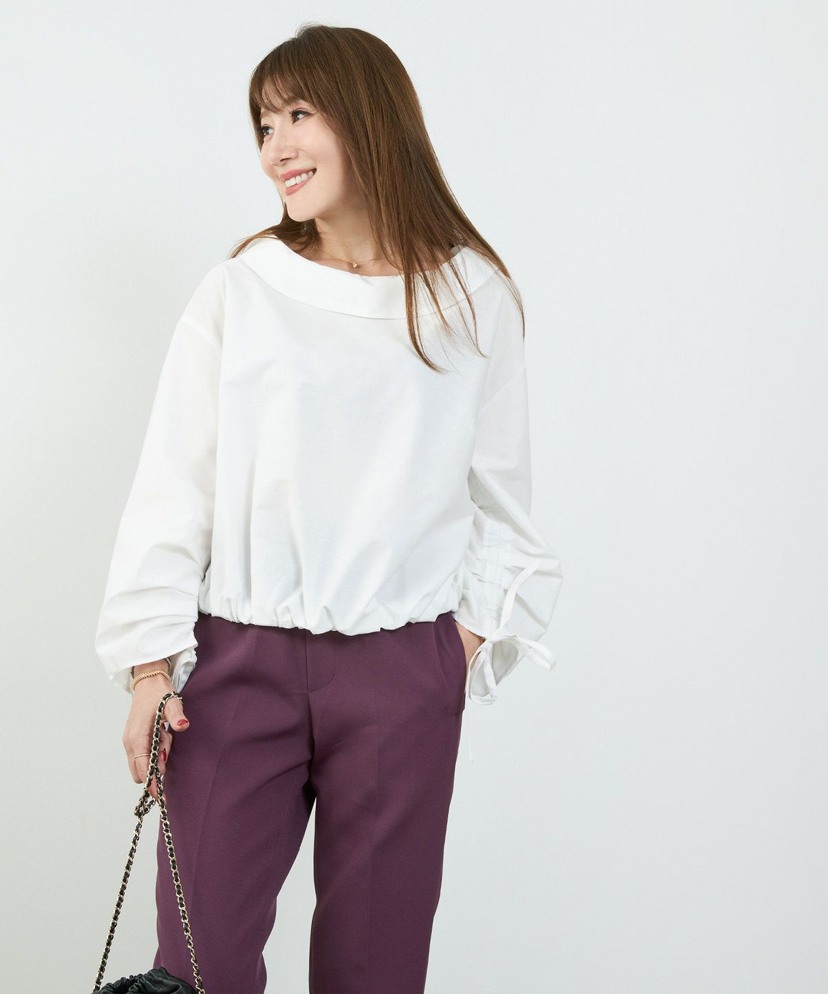 newcolor/ウエストゴム/オフィス/大人カジュアル/カラーパンツ/XS/S/M/テーパード