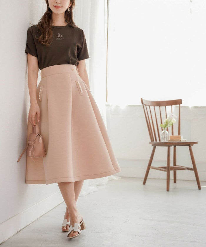 レディース/トップス/Tシャツ/カットソー/ロゴT/メッセージT/定番/ベーシック/半袖/夏/アイボリー/ソフトピンク/ブラウン/重ね着/大人可愛い