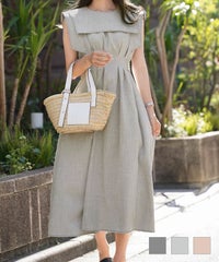 ワンピース セーラーカラー パール ステッチ 配色 タック リボン ジョイントスペース 配色ステッチ セーラーカラー ワンピース le reve vaniller