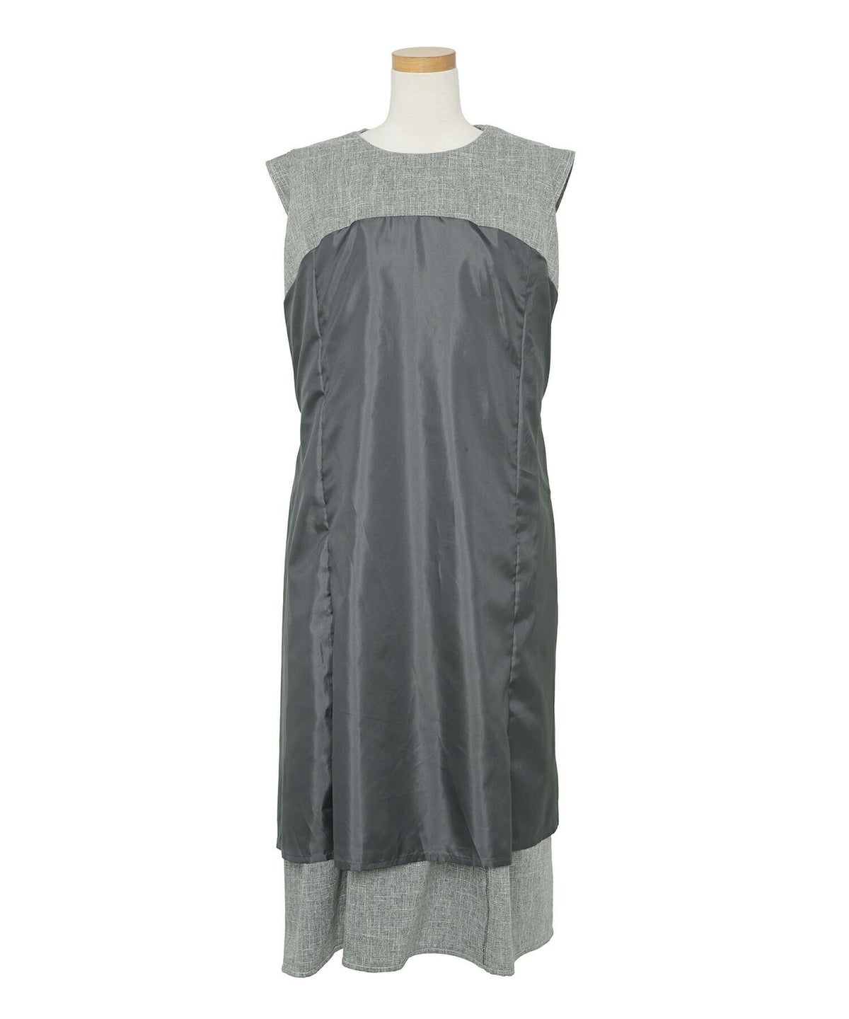 レディース/ワンピース/セーラーカラー/パール/ステッチ/配色/タック/リボン/ノースリーブ/チャコールグレー/ピンク/ベージュ/グレー/ネイビー/ツイル/マリン/フェミニン/大人可愛い