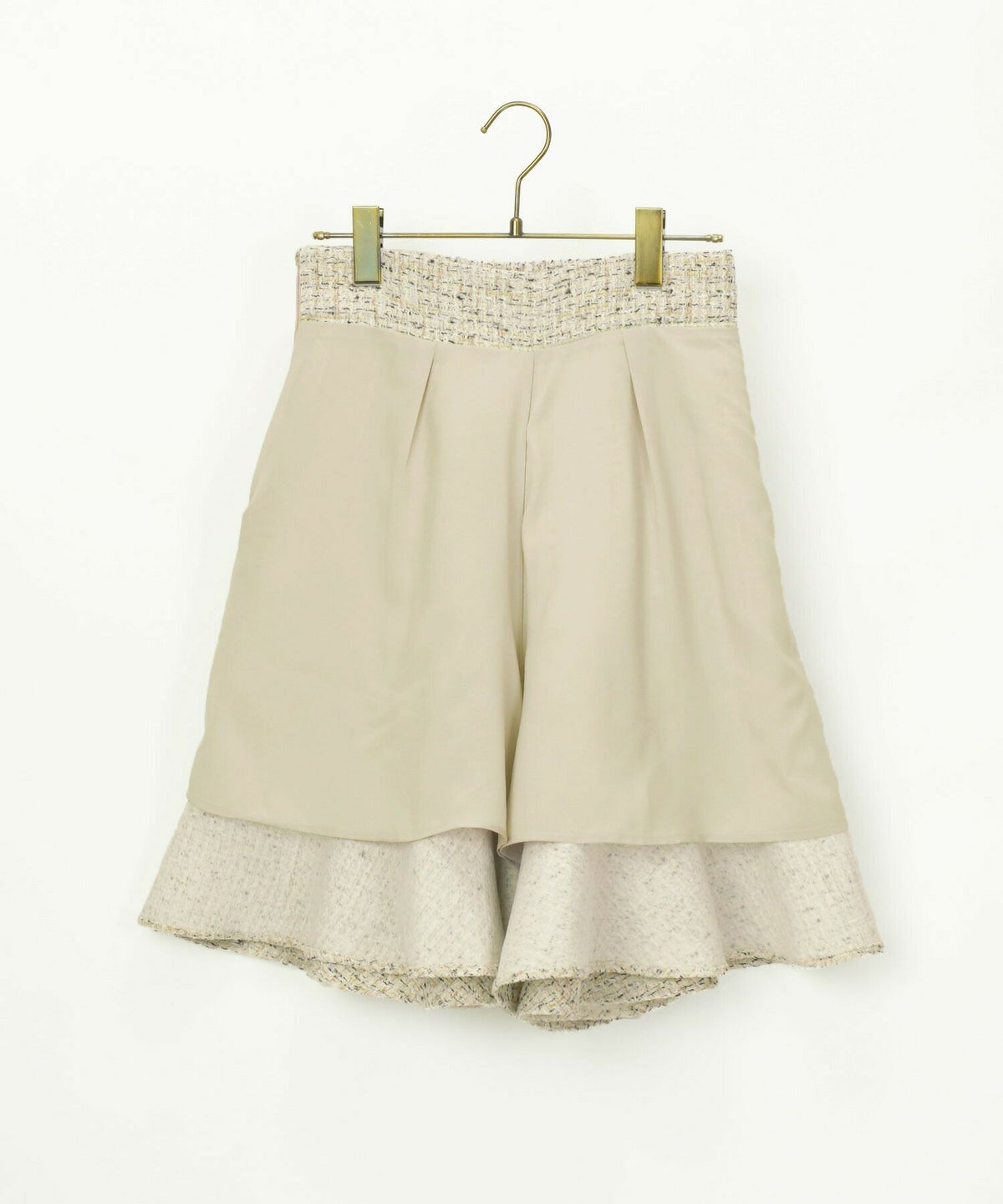 レディース/ボトムス/パンツ/ハーフパンツ/フレアパンツ/キュロット/スカート風/ツイード/春/夏/秋/ネイビー/ブラック