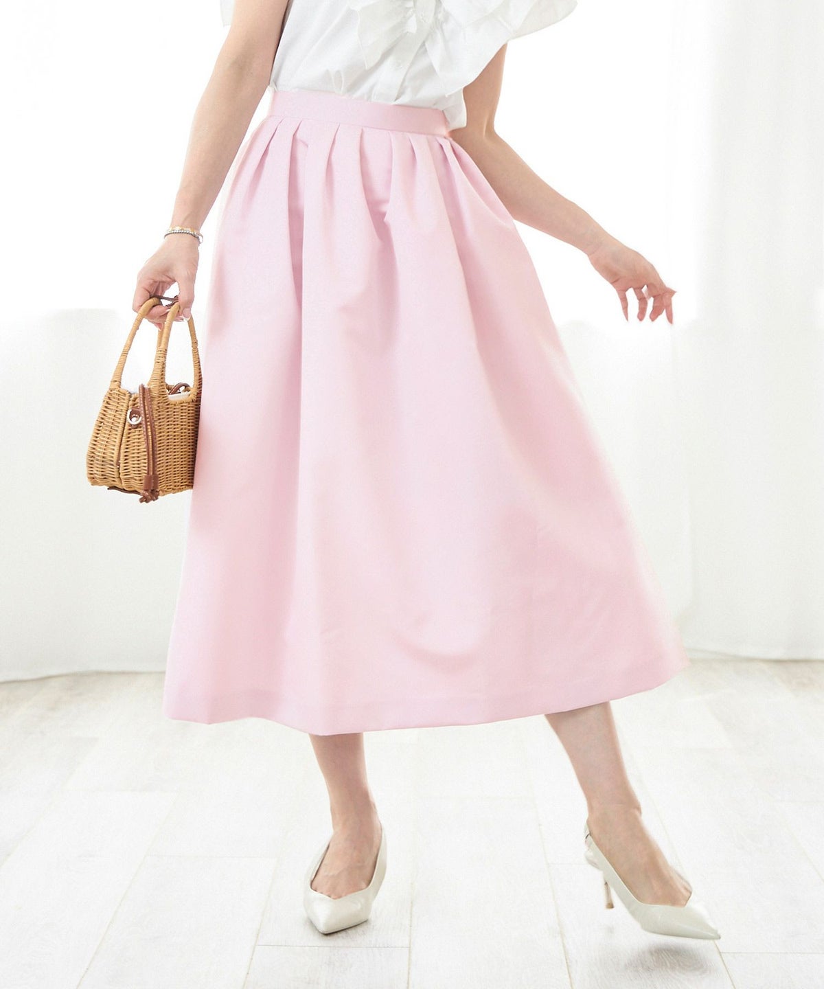 手洗い可 新色追加 S/M/L 日本製 無地 フレア 大人カジュアル きれいめ オケージョン ふんわり ジョイントスペース