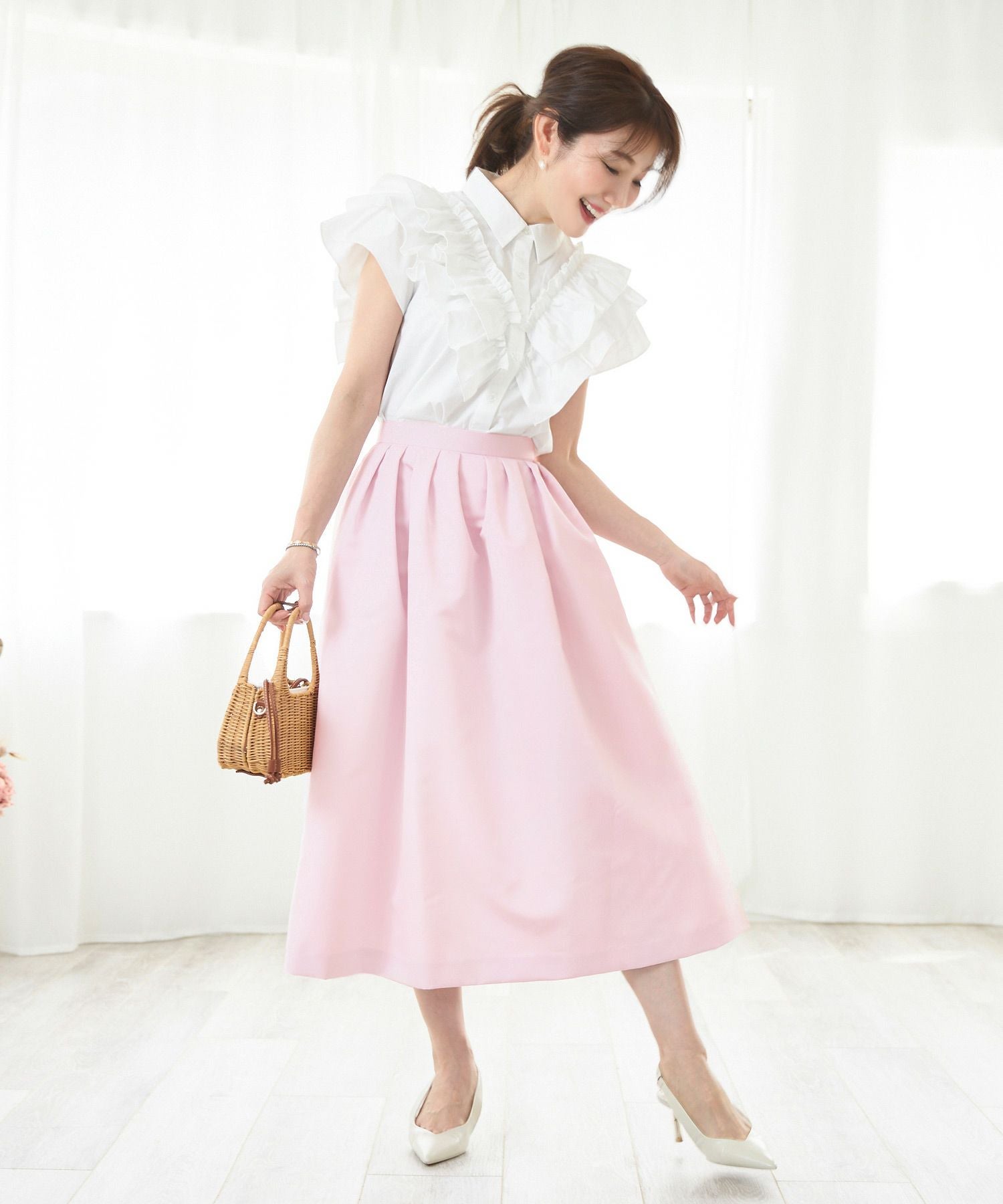 グログラン タック スカート ロング丈 Liala×PG 全5色｜lpg611-1399【7