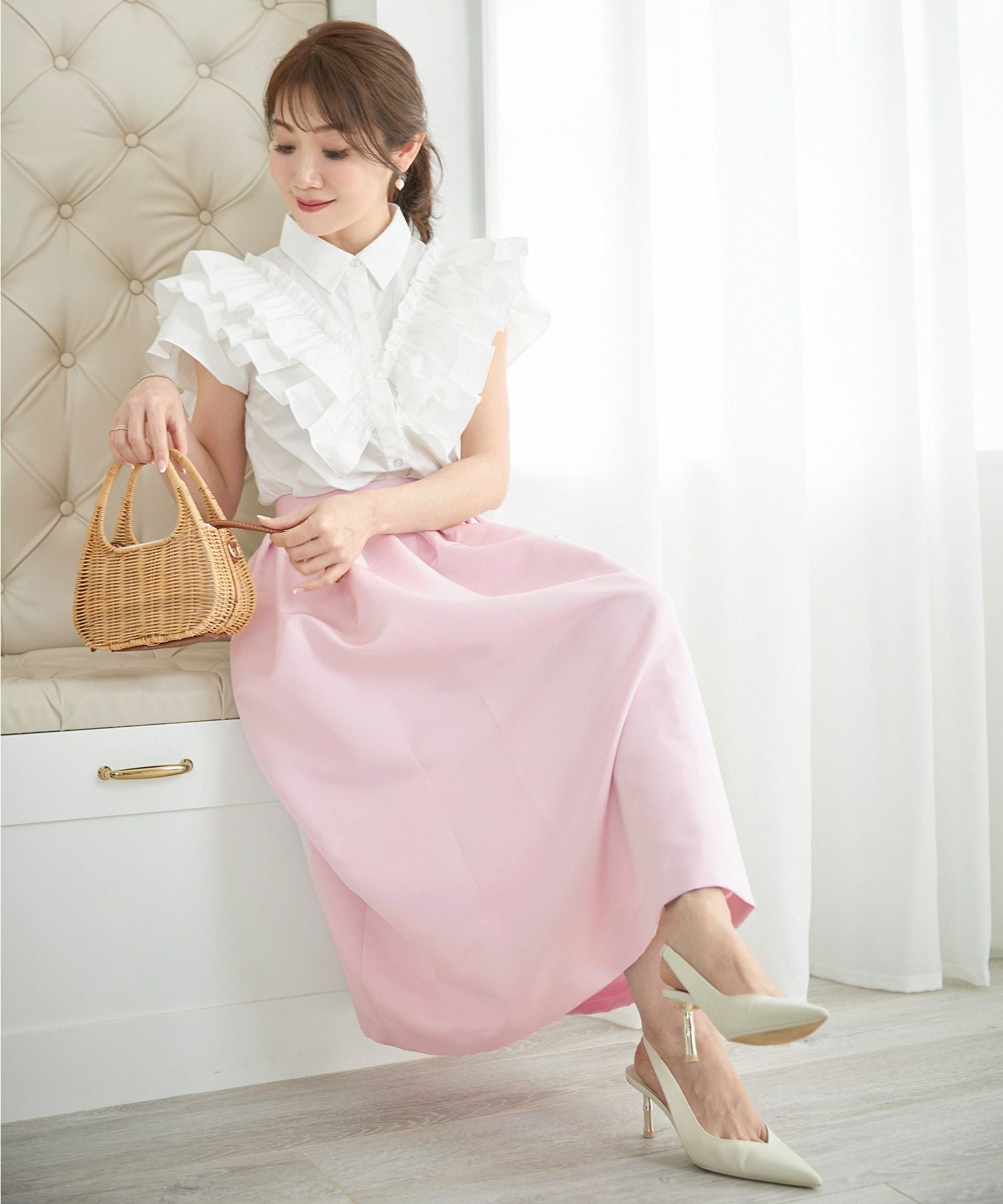 グログラン タック スカート ロング丈 Liala×PG 全5色｜lpg611-1399【7