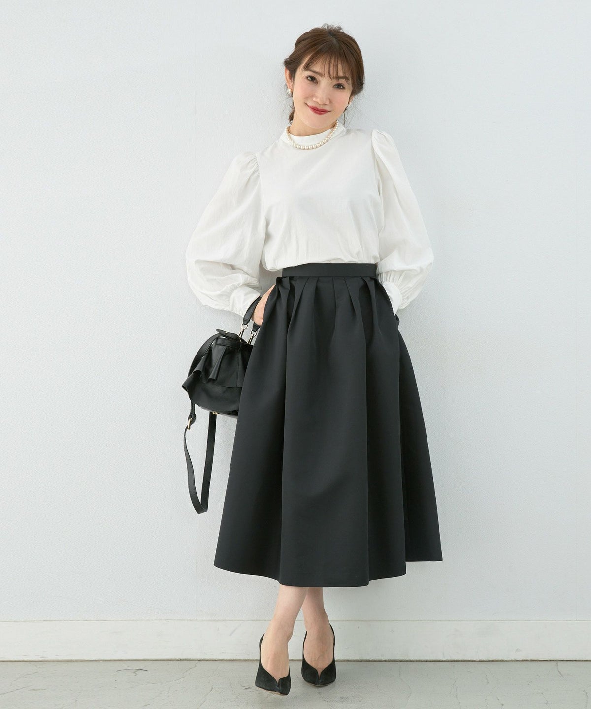 手洗い可 新色追加 S/M/L 日本製 無地 フレア 大人カジュアル きれいめ オケージョン ふんわり ジョイントスペース