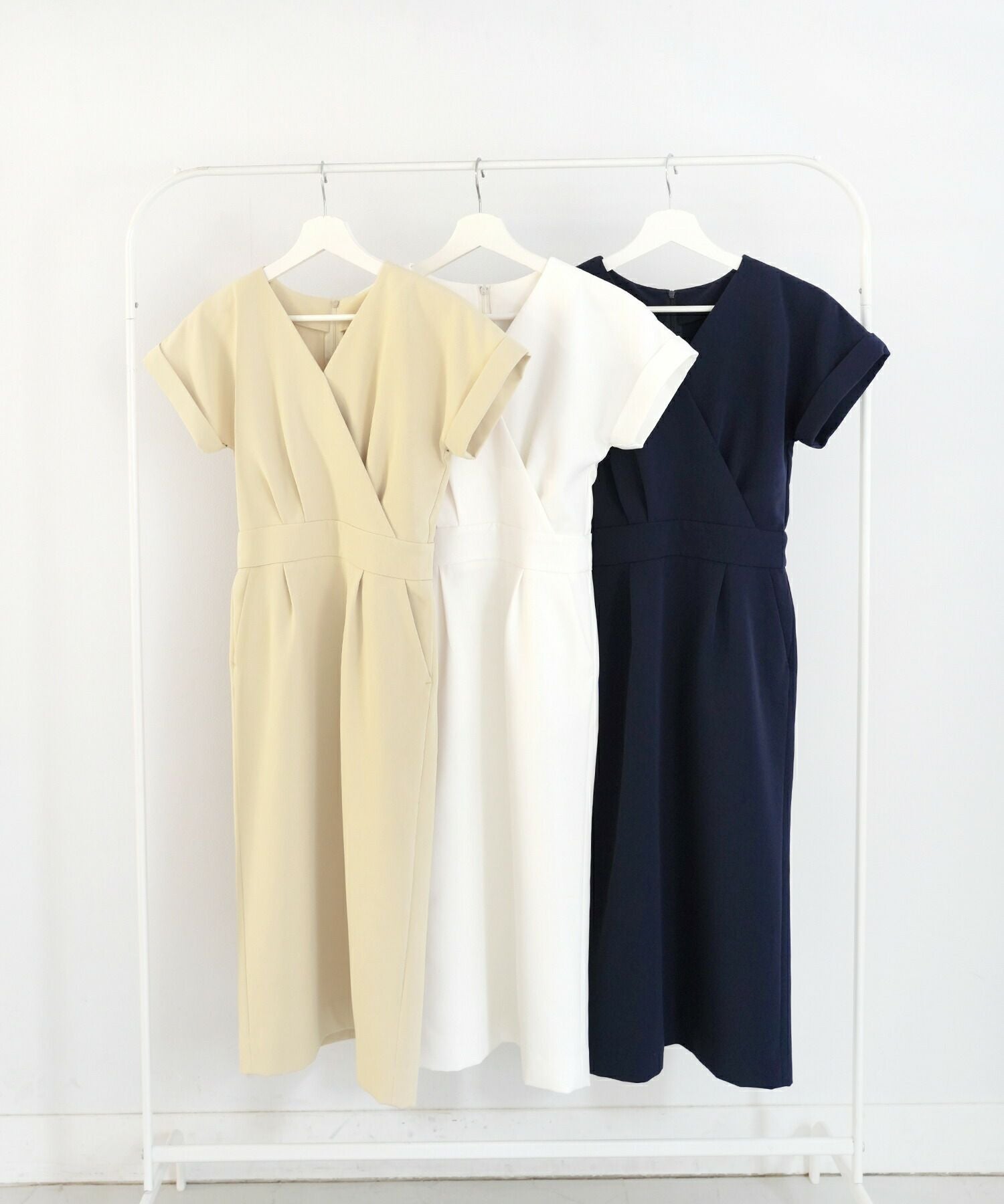 フレンチスリーブ カシュクール タイト ワンピース Liala×PG 全3色