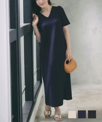 新色追加 日本製 ルームウエア リラックスウエア 洗濯可 ワンピース カットソー ダンボールニット 袖タック 半袖 ワンピース Liala×PG