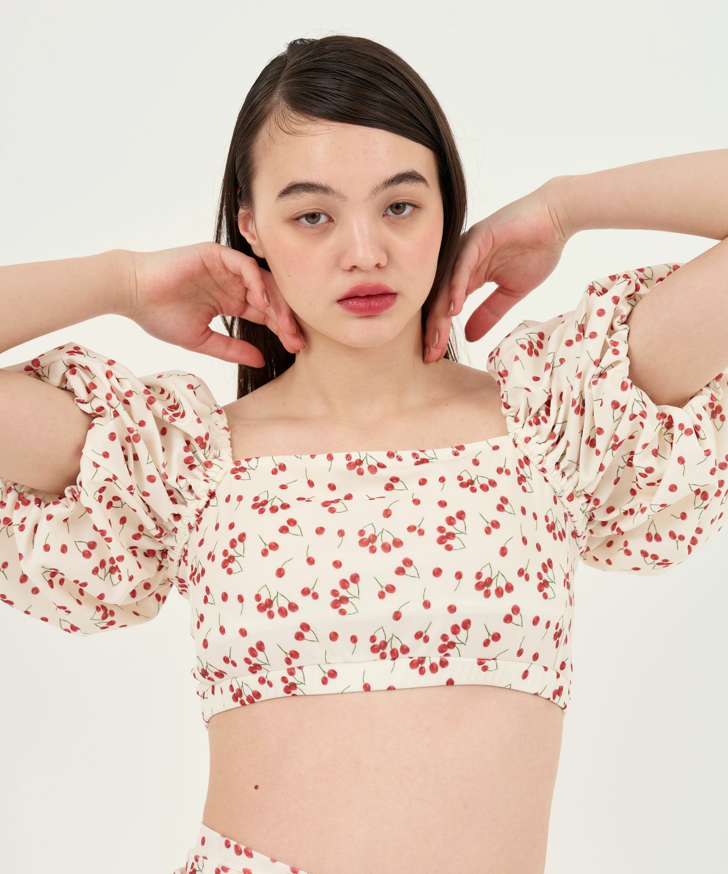 TINA：JOJUN バックレースアップスイムウェア アイボリー 限定Price！SALE 小花柄 レースアップボレロ TINA：JOJUN 全2色