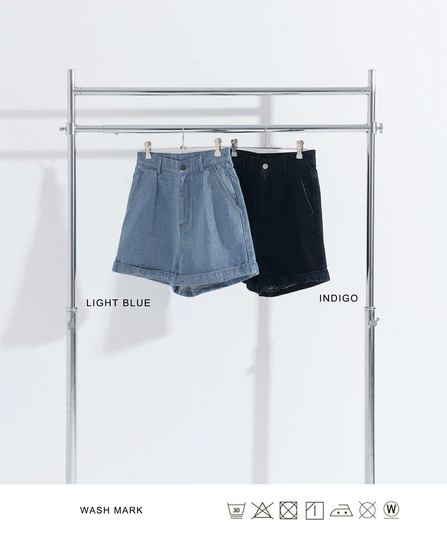 裾折り返し デニムショートパンツ TINA：JOJUN 全2色｜tnj711-0354【2