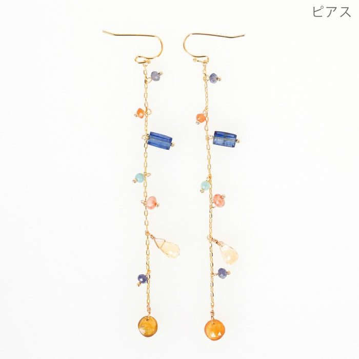 カイヤナイト アマゾナイト 天然石 リゾートファッション 夏 カラフル ストーン ピアス イヤリング Colorful Stone Pierce Earring （Liala）