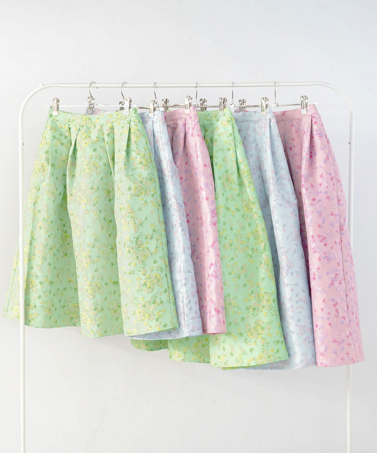 フラワー/ふんわり/タックスカート/オールシーズン/選べる丈/上品/綺麗め/上品/柄スカート
