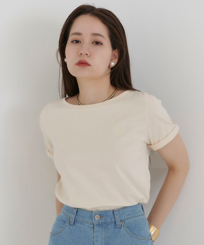 エンブレム/Tシャツ/アイボリー/モカ/グリーン