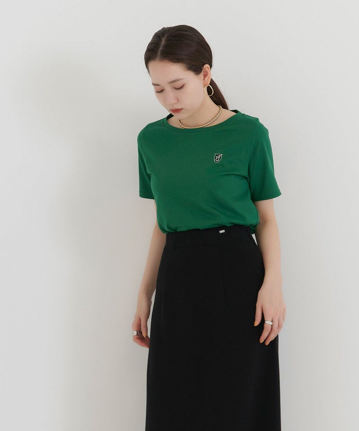 エンブレム/Tシャツ/アイボリー/モカ/グリーン