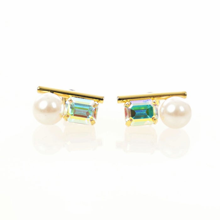 オーロラ ストーン パール ツイン ピアス イヤリング Aurora Stone Pearl Twin Pierce Earring