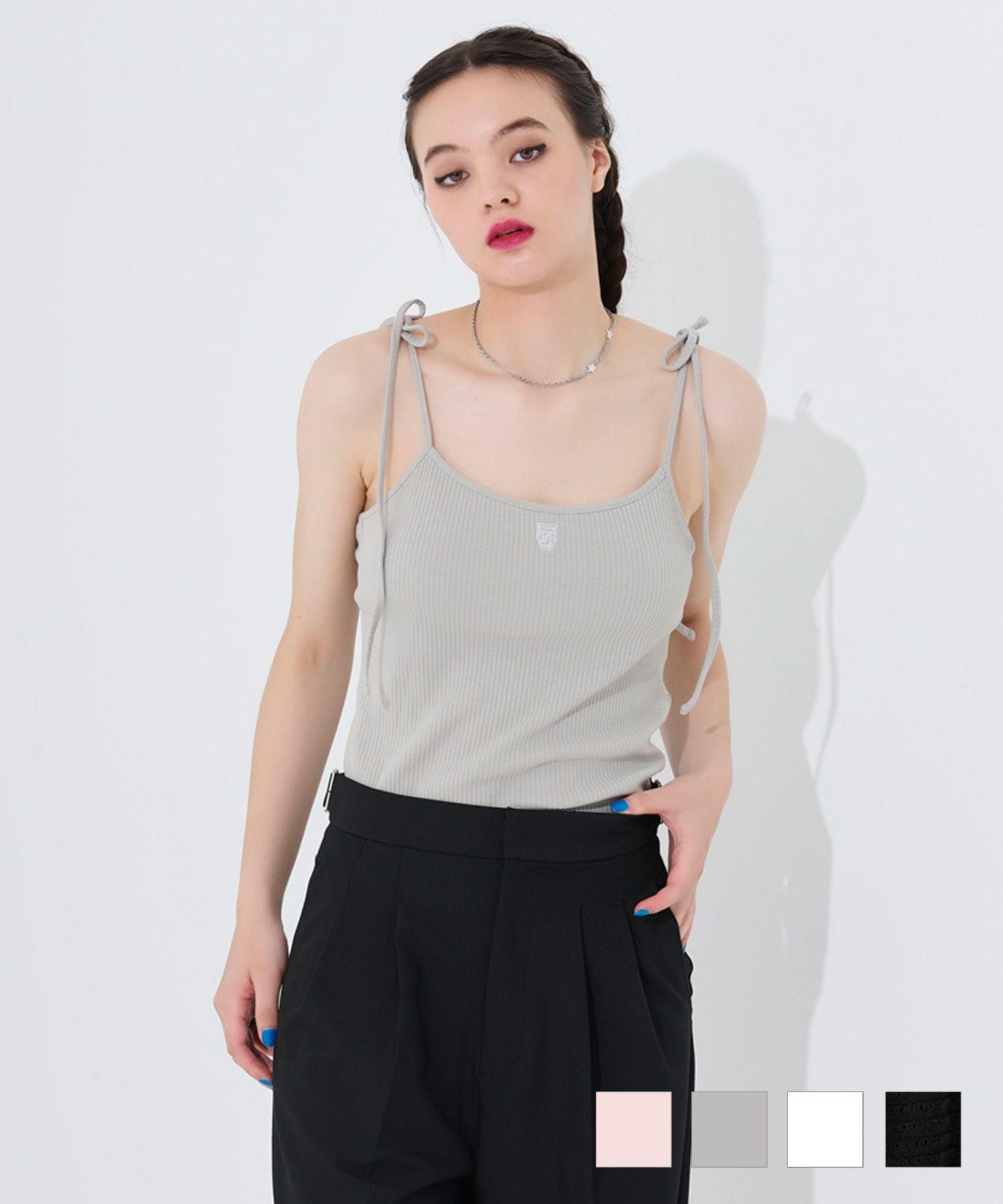 トップス YANUK cotton 100% camisole パッド付き 肩リボンキャミソール TINA：JOJUN 全4色｜tnj511-0385【14