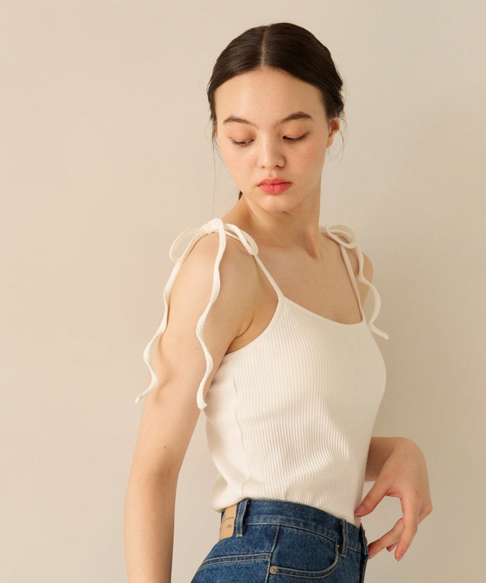 トップス/キャミソール/肩リボン/カップ付き