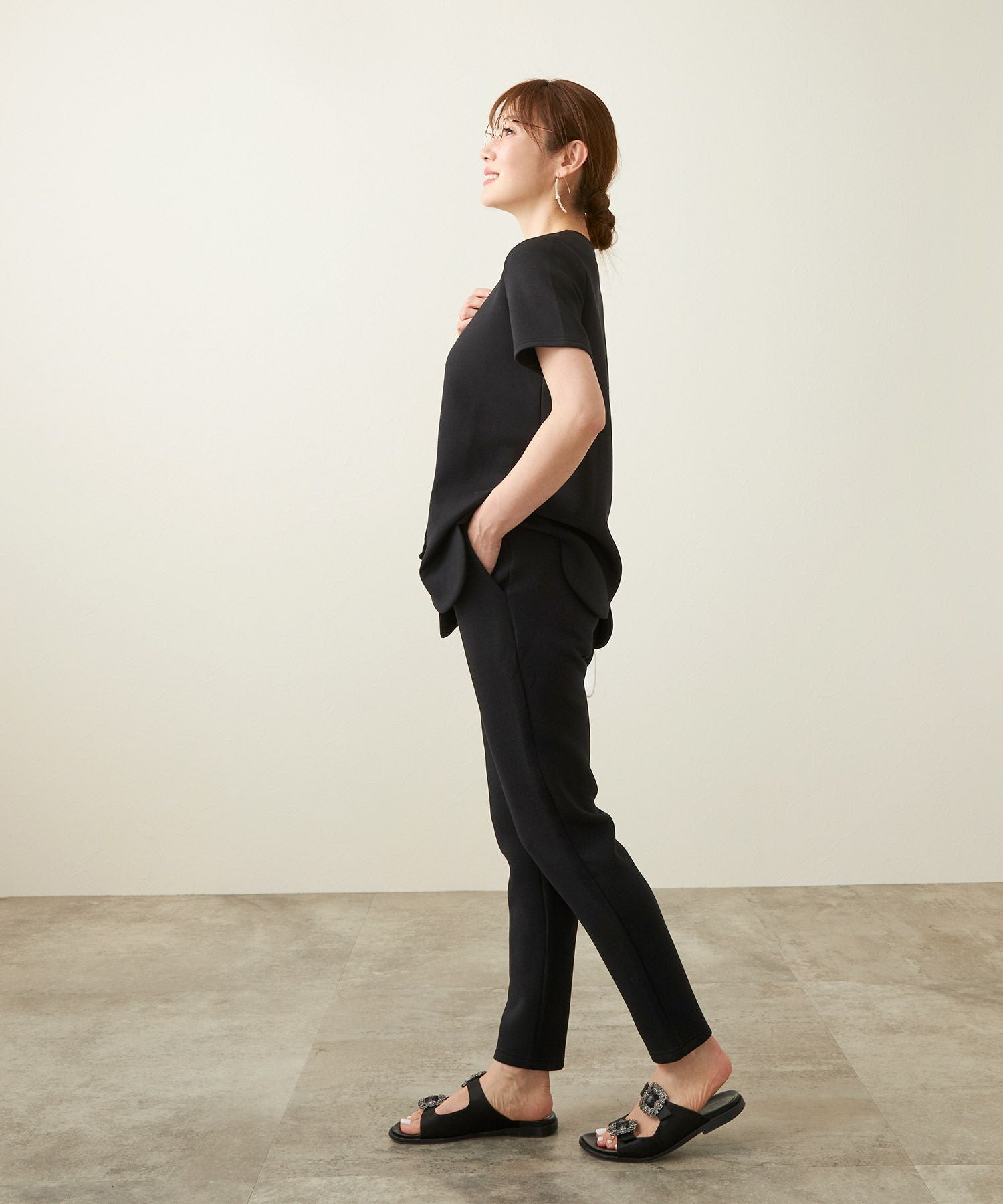 TIME-SALE ダンボールニット テーパード風 パンツ Liala×PG 全5色