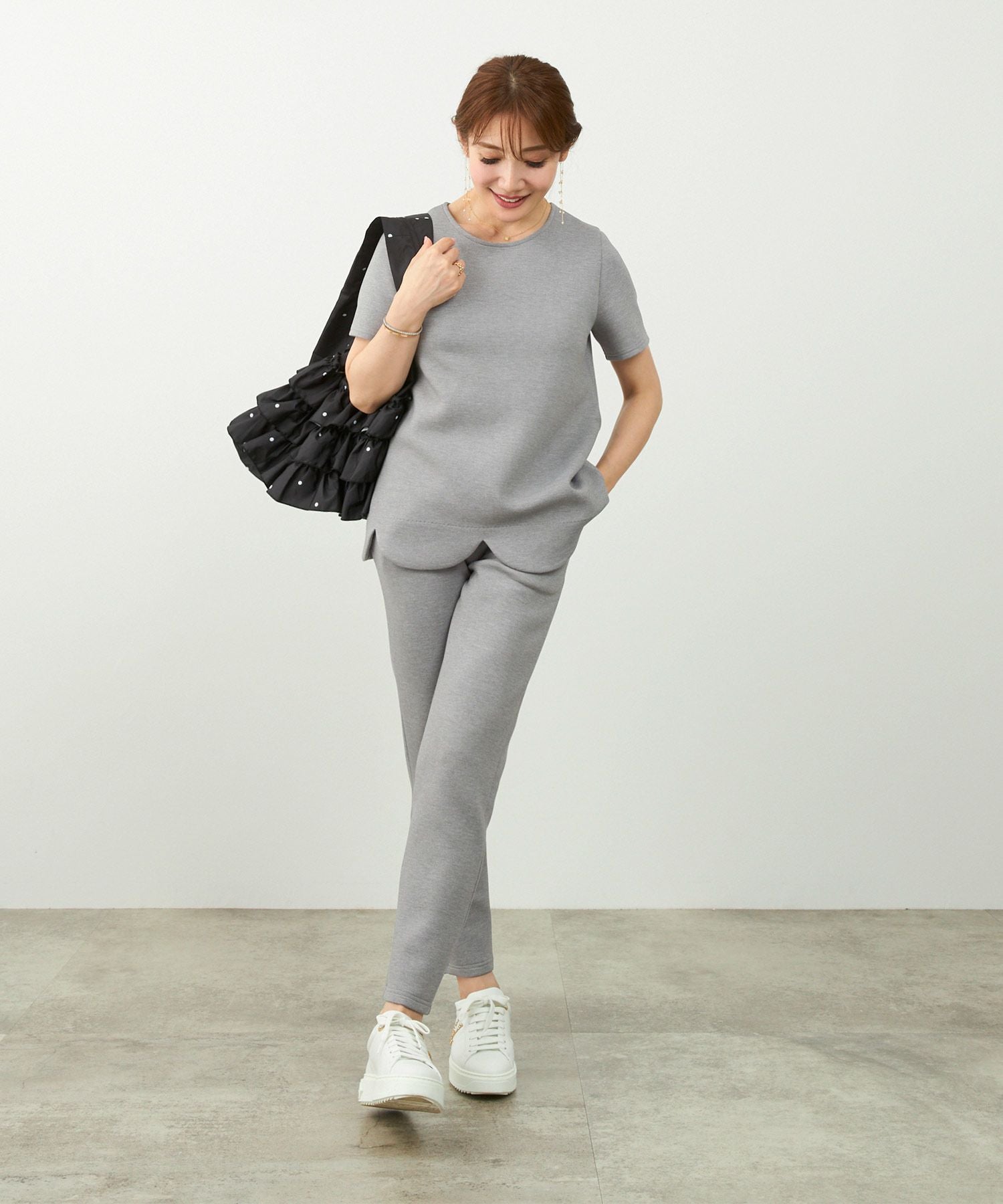 TIME-SALE ダンボールニット テーパード風 パンツ Liala×PG 全5色