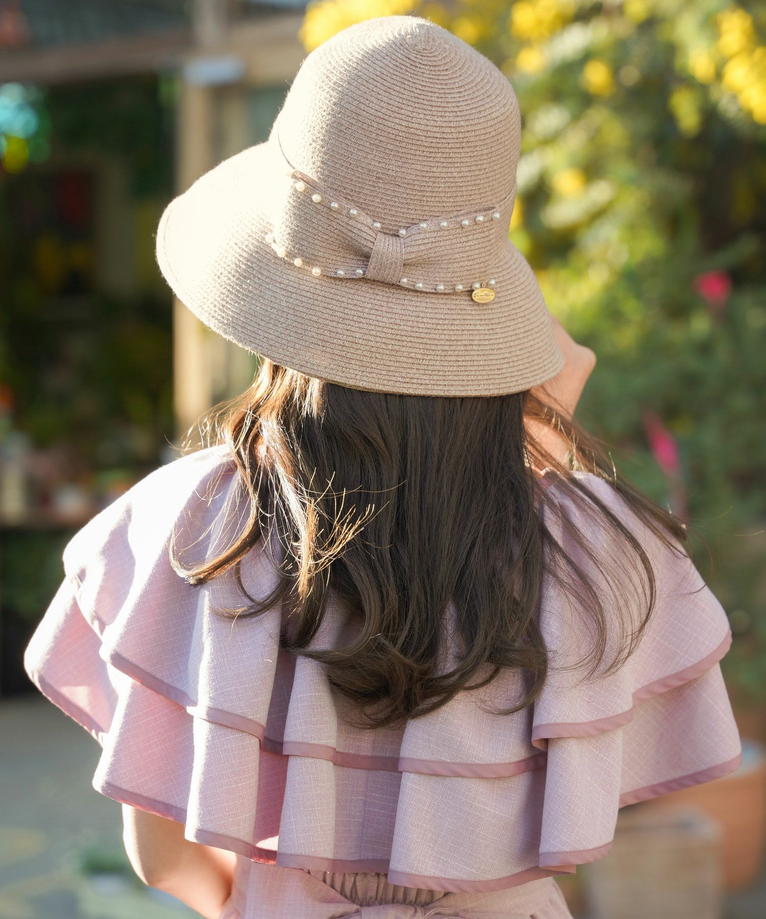 パールリボン ウォッシャブル ストローハット le reve vaniller 全3色