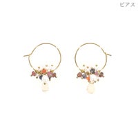 ピアス Mix Colour Hoop Pierce 真鍮 ニッケルフリーメッキ 淡水パール ピンクトルマリン ルビー カーネリアン シトリン アイオライト カラフル 天然石 大人 シック ミックス カラー フープ ピアス Mix Color Hoop Pierce （Liala）