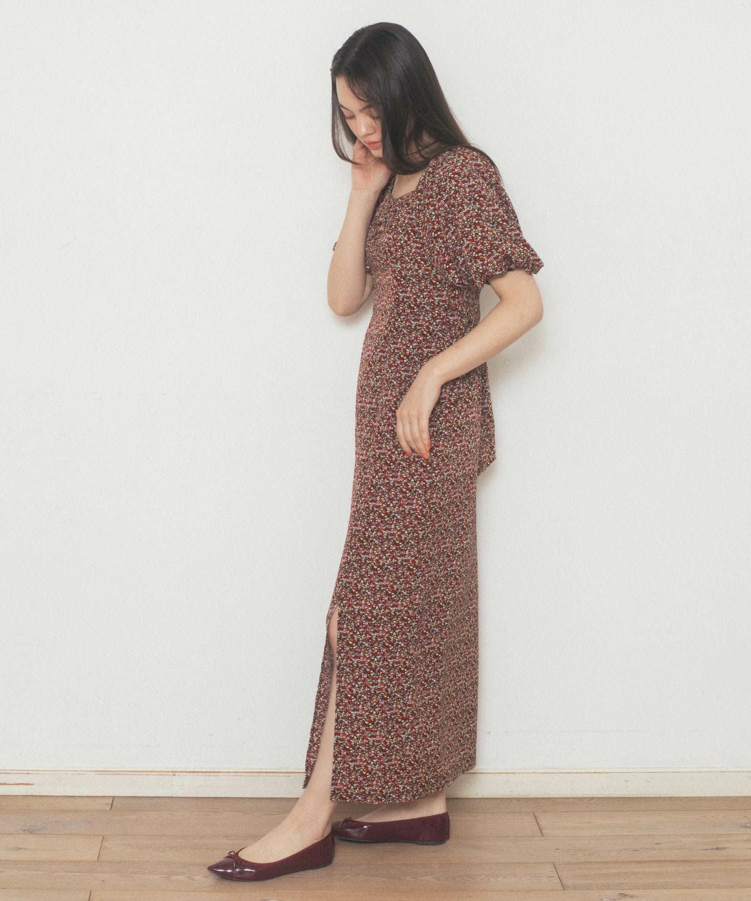 パフスリーブ スリットワンピース TINA：JOJUN 全4色｜tnj311-0382【4