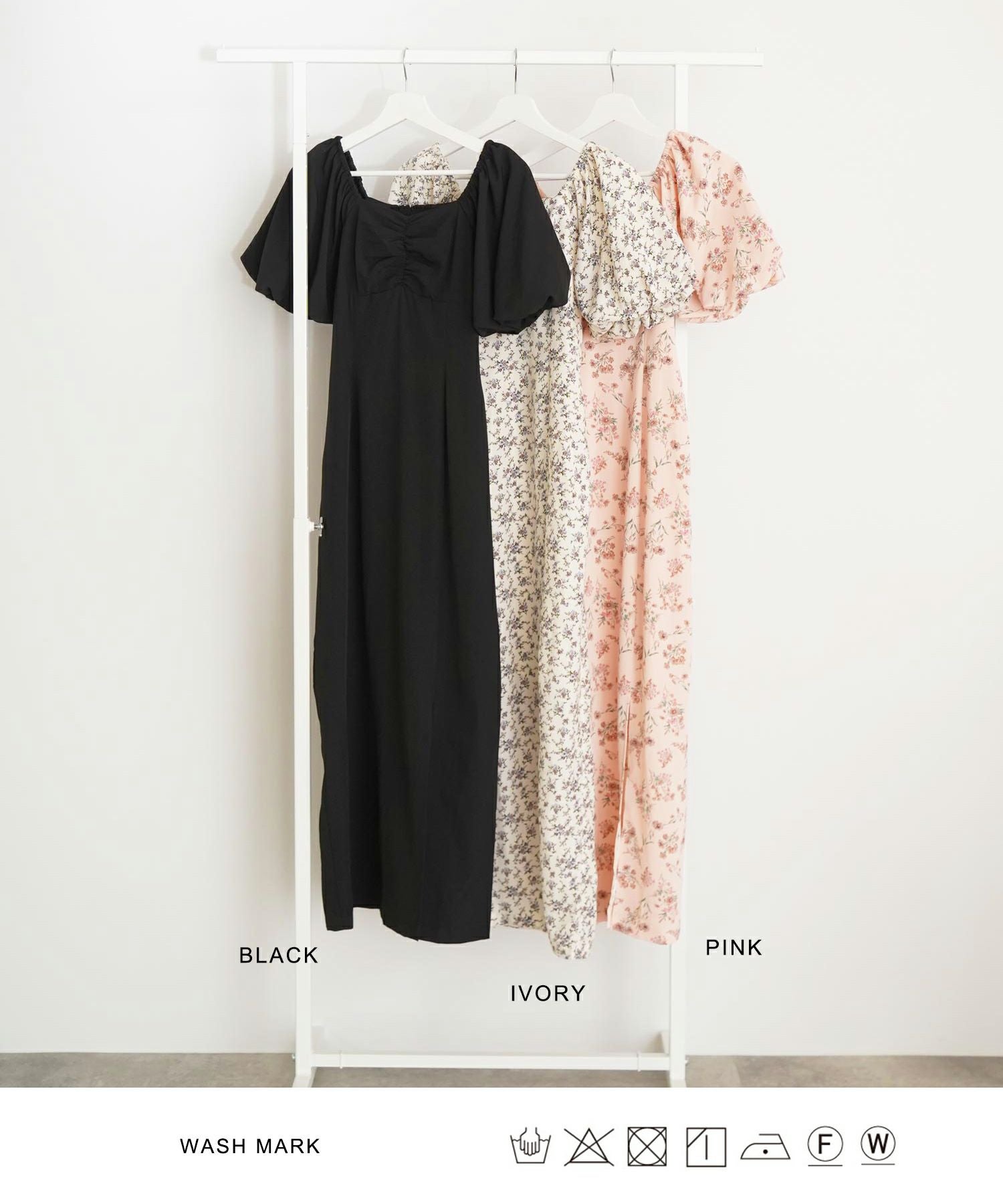 パフスリーブ スリットワンピース TINA：JOJUN 全4色｜tnj311-0382【4