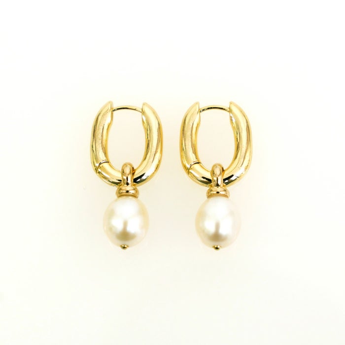 ワン パール ドロップ ピアス One Pearl Drop Pierce 真鍮 淡水パール リングフープ オールシーズン マルチ　シンプル パールピアス フープピアス ワン パール ドロップ ピアス One Pearl Drop Pierce （Liala）