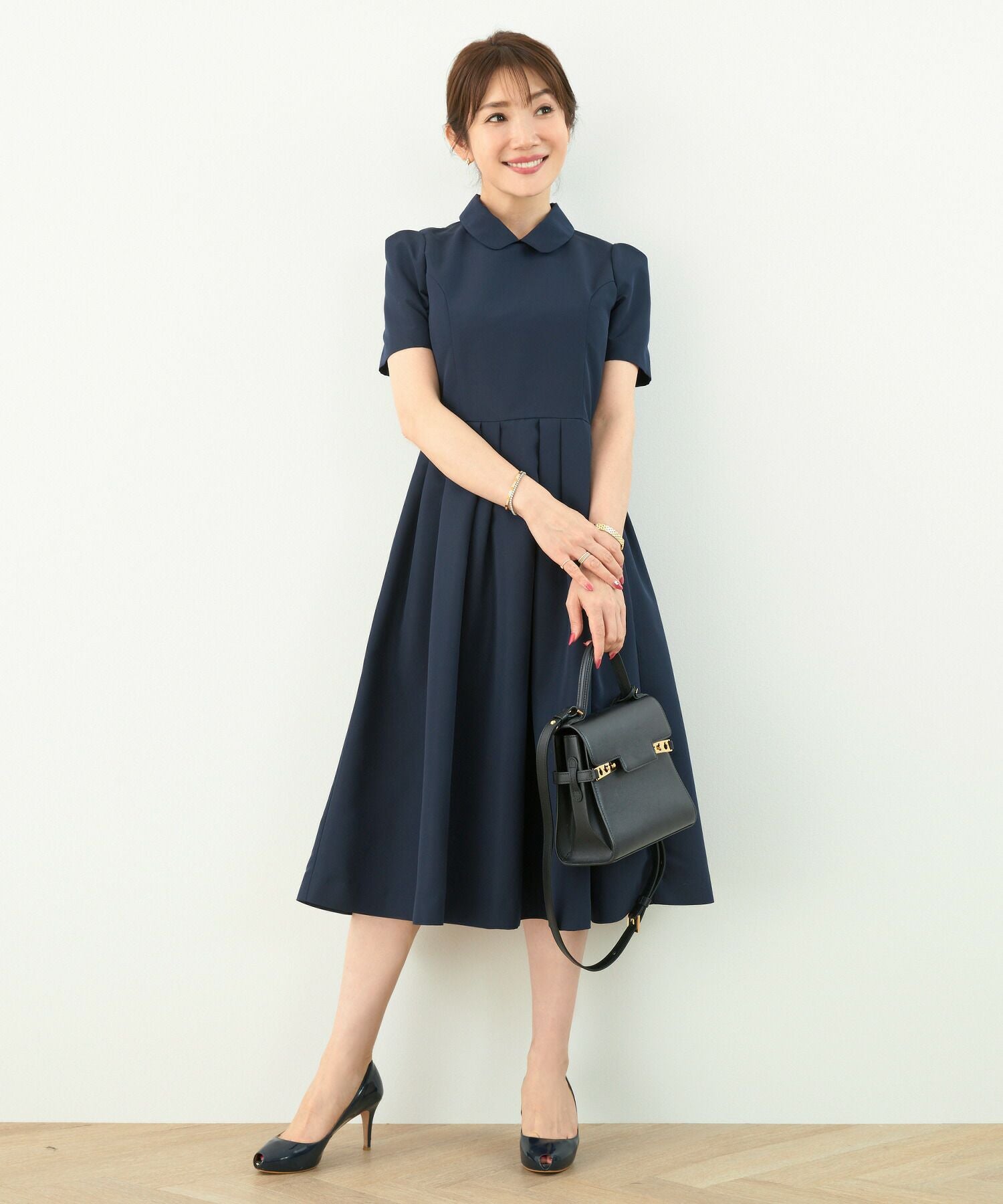 襟付き 半袖 ワンピース Liala×PG 全2色｜lpg311-1372【2