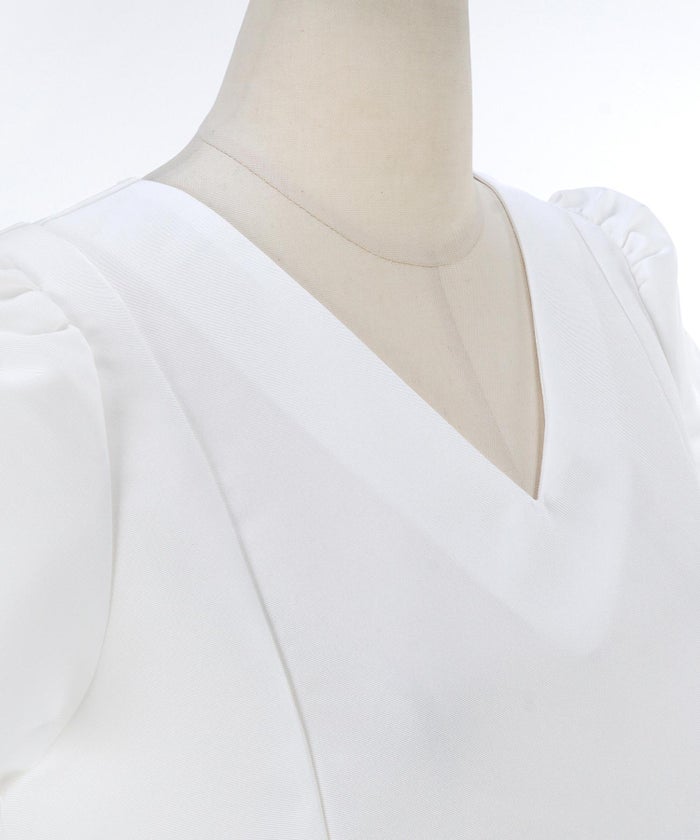 新色追加 手洗い可 日本製 大人カジュアル プチ袖 袖山ギャザー ペプラム 無地 ドット 光沢感 春 夏 秋口 ジョイントスペース プリンセスカットV衿ギャザー袖ブラウス Liala×PG