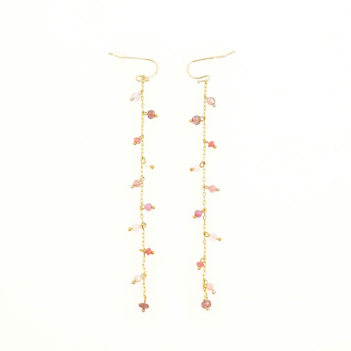 ピンク ストーン ロング ピアス イヤリング Pink Stone Long Pierce Earring